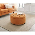 Orange Tufted Round Storage Ottoman L7620