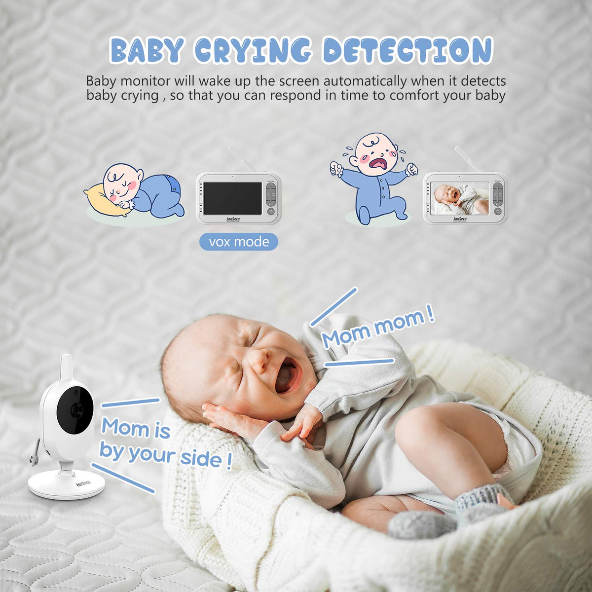 Baby Monitor with Camera and Audio 4.3 Inches LCD Split Screen E646