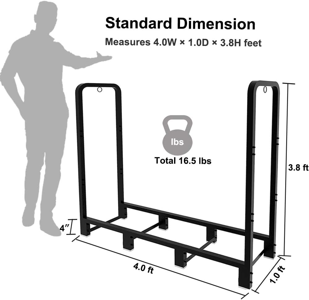 4ft Adjustable Heavy Duty Metal Firewood Rack H56585