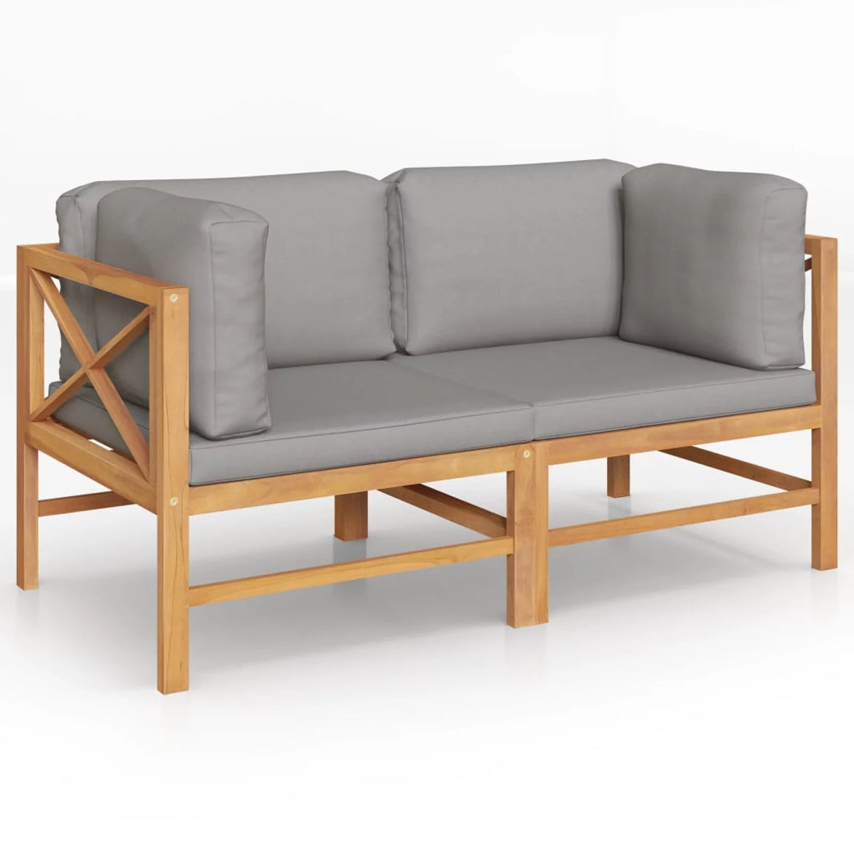 2-Seater Teak Wood Patio Bench with Cushion P2712