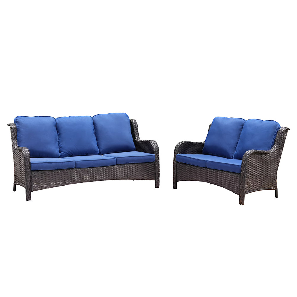 2 Pieces Outdoor Patio Wicker Sectional with Loveseat F742578