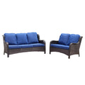 2 Pieces Outdoor Patio Wicker Sectional with Loveseat F742578