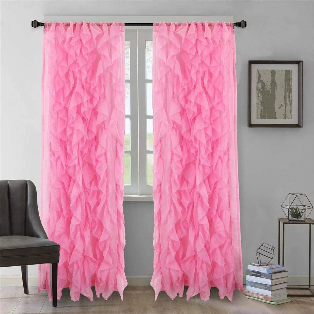 Light Pink Sheer Voile Curtains, 2 Piece Set S44439