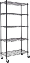 5-Shelf Chrome Silver Heavy Duty Carbon Steel Wire Shelving Unit on Wheels F6422