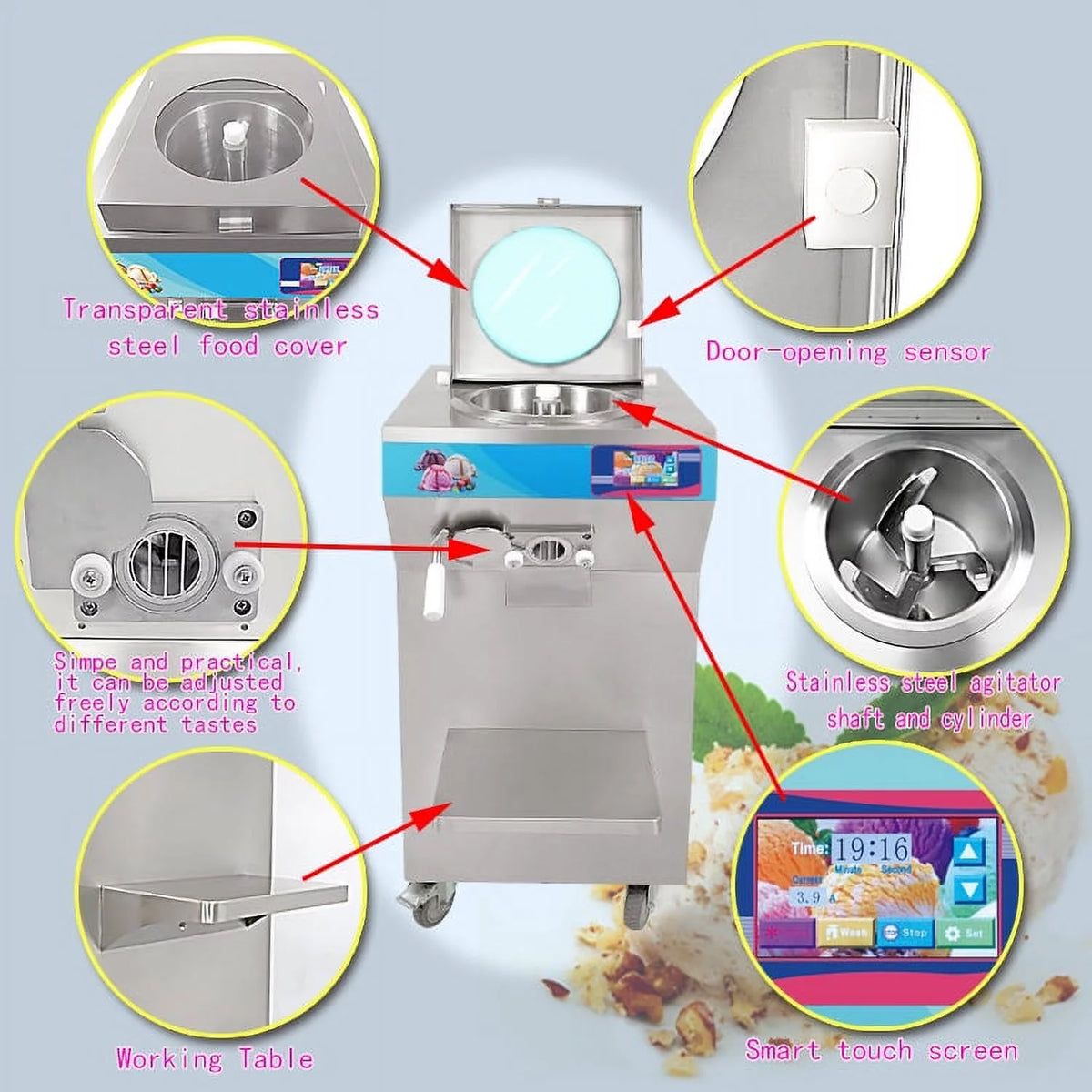 Commercial Fruit Hard Ice Cream Machine, Gelato Ice Cream Machine, Batch Freezer, Italian Ice Machine L135682