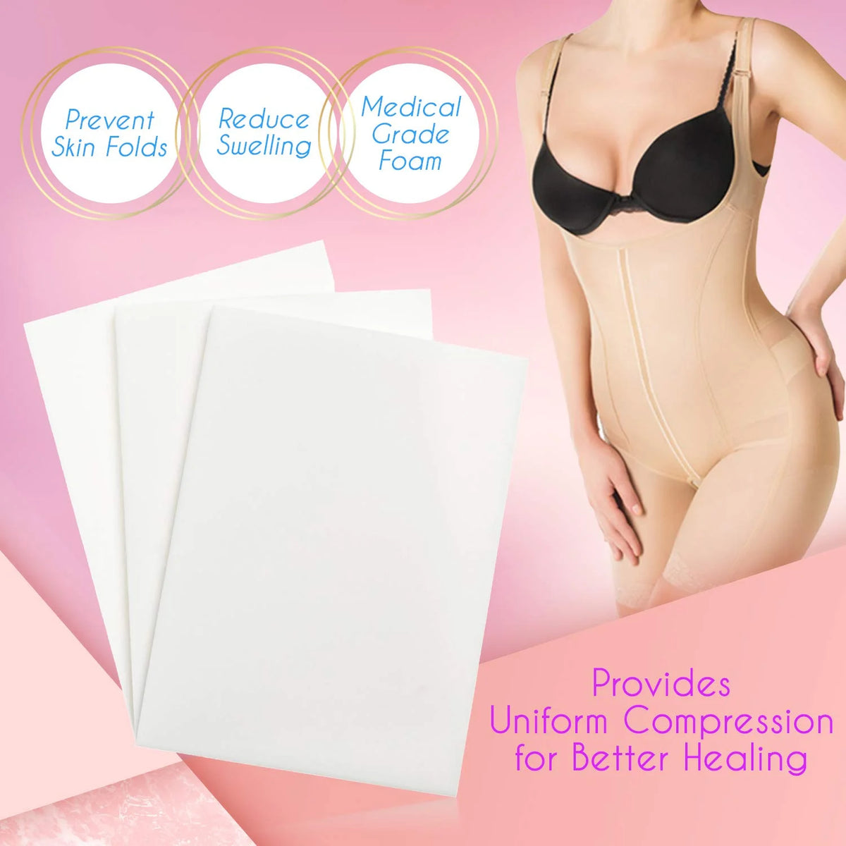 Extra Thick Lipo Foam Post Surgery Ab Board Medical Grade Foam White 3 pack A35225