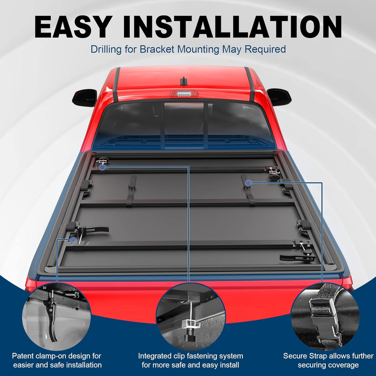 5 FT Tri Fold Soft Truck Bed Tonneau Cover H70714