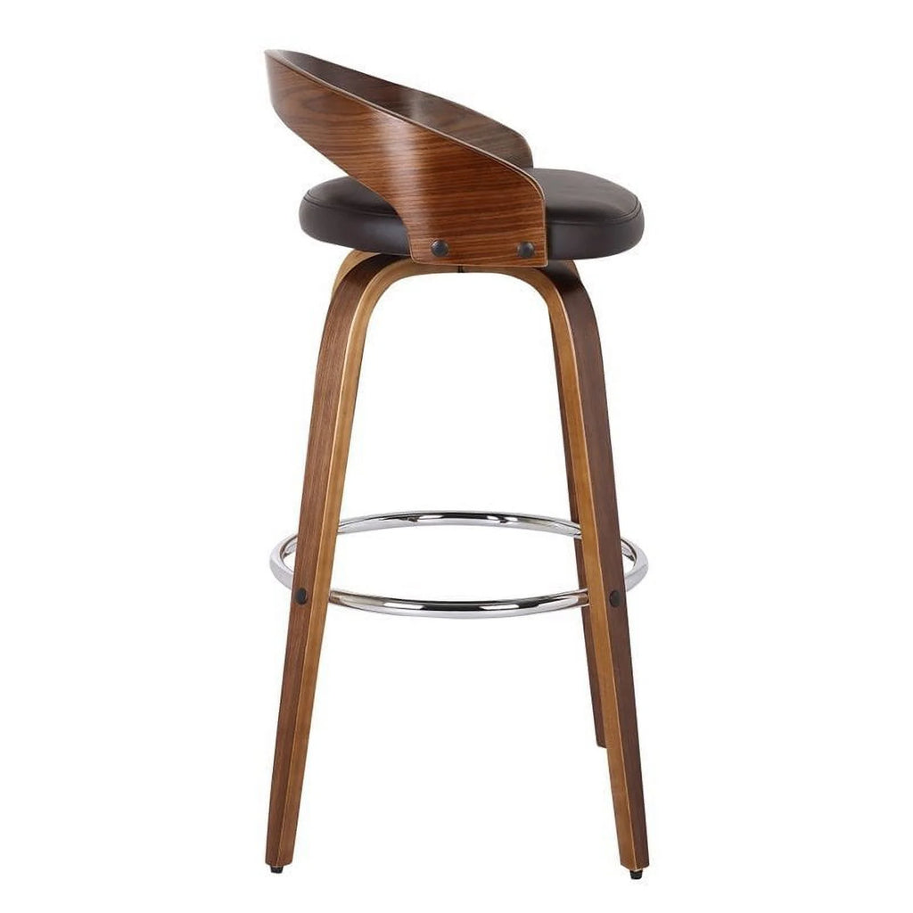 26" Faux Leather Wood Counter Stool in Brown/Walnut M724424