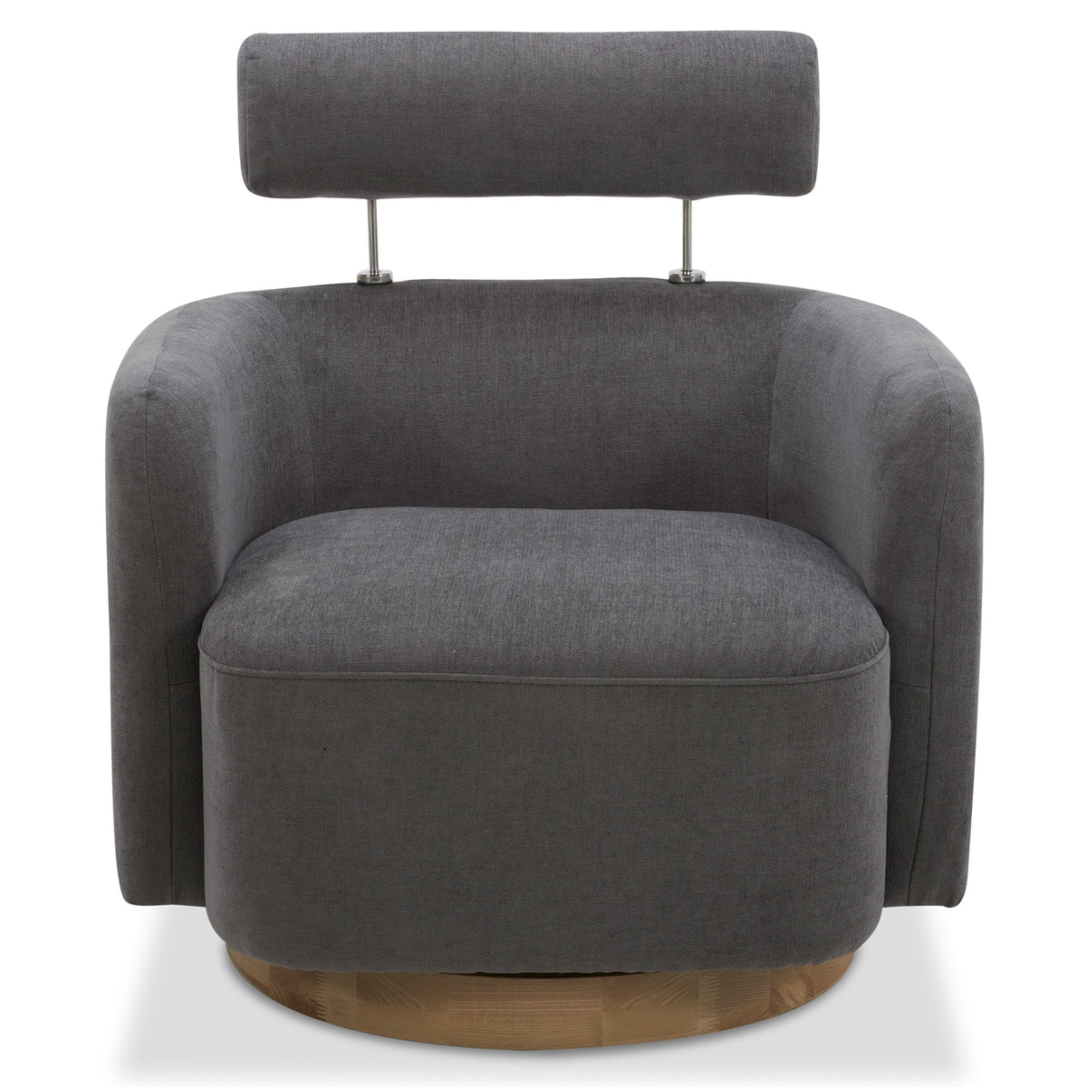 Dark Gray Fabric Swivel Accent Barrel Chairs with Adjustable Backrest D76125