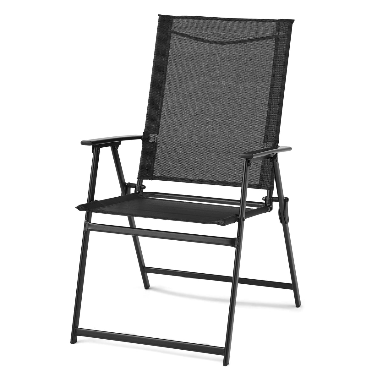 Steel and Sling Folding Outdoor Patio Armchair Set of 2, Teal X3004