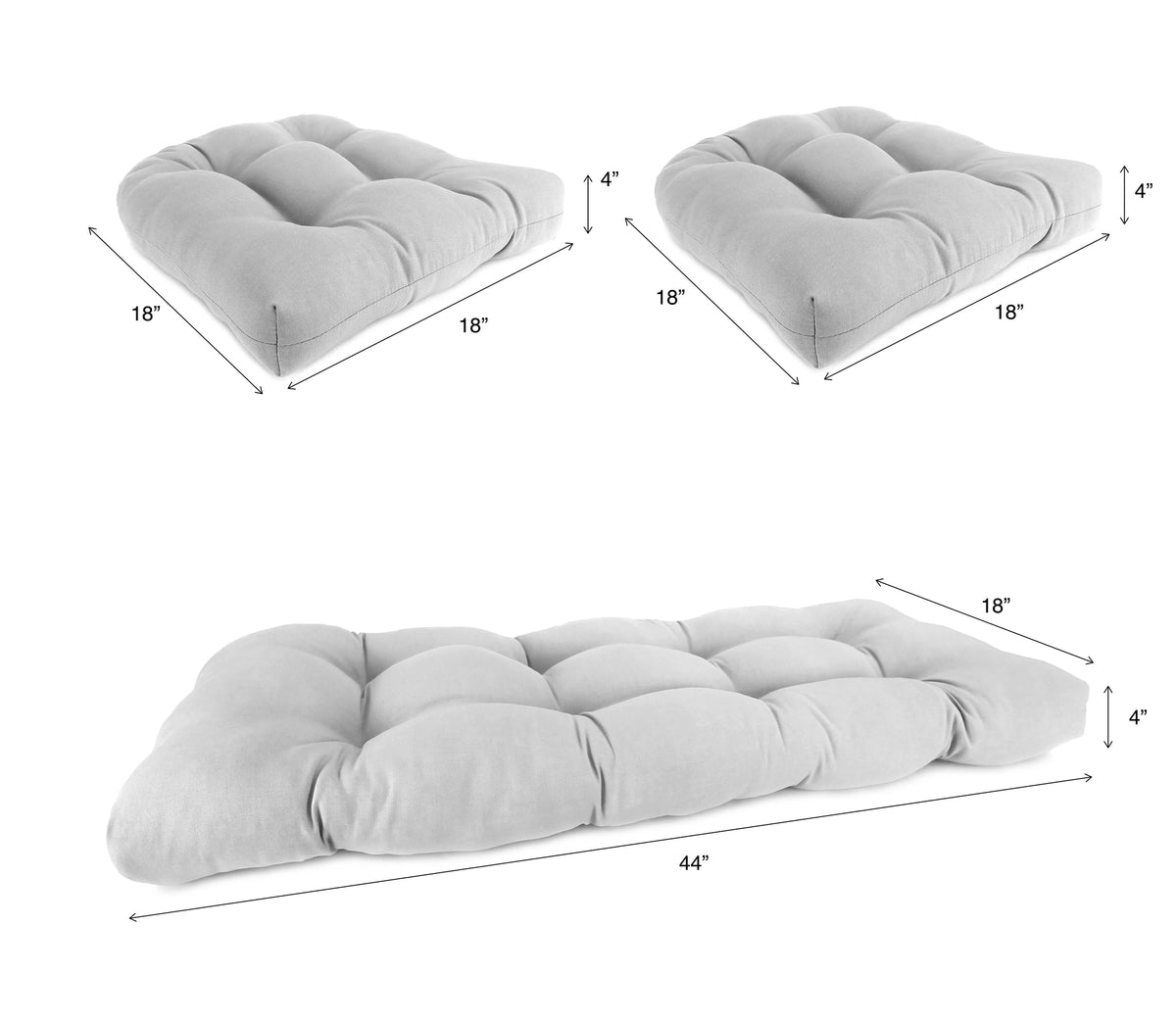3-Piece Tufted Outdoor Cushion Set with Wicker Bench Cushion and 2 Wicker Seat Cushions N3105