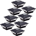 Black 8 Pack Solar Post Cap Light for 4x4 Wood Posts J618165