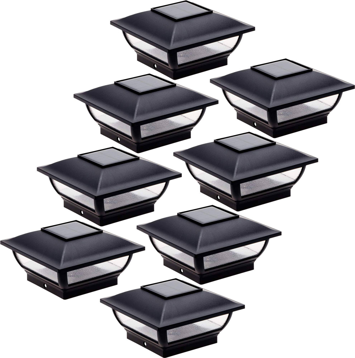 Black 8 Pack Solar Post Cap Light for 4x4 Wood Posts J618165