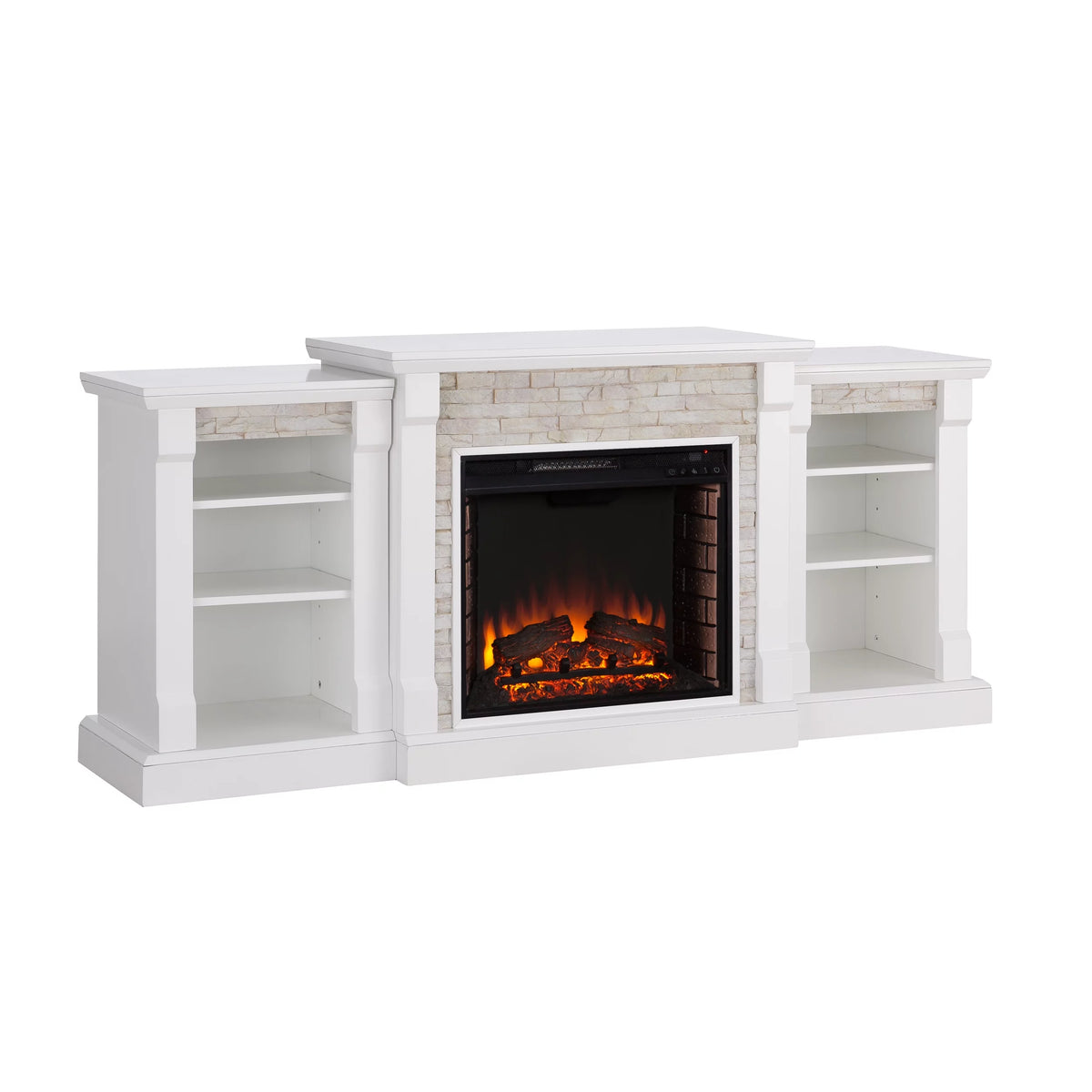 White Electric Fireplace with Bookcases E25785
