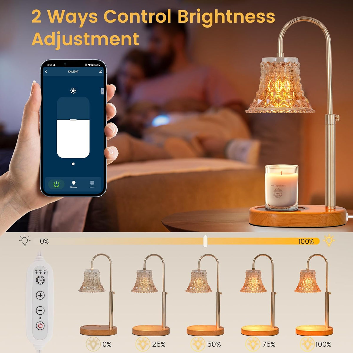 Candle Warmer Lamp with Timer & Dimmer L82839