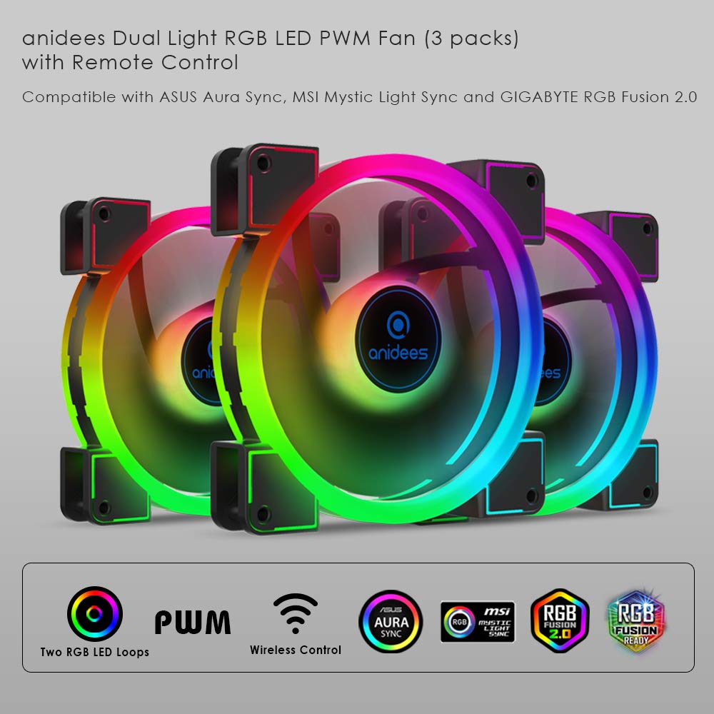 140mm 3pcs RGB PWM Dual Light Loop Fan V508782