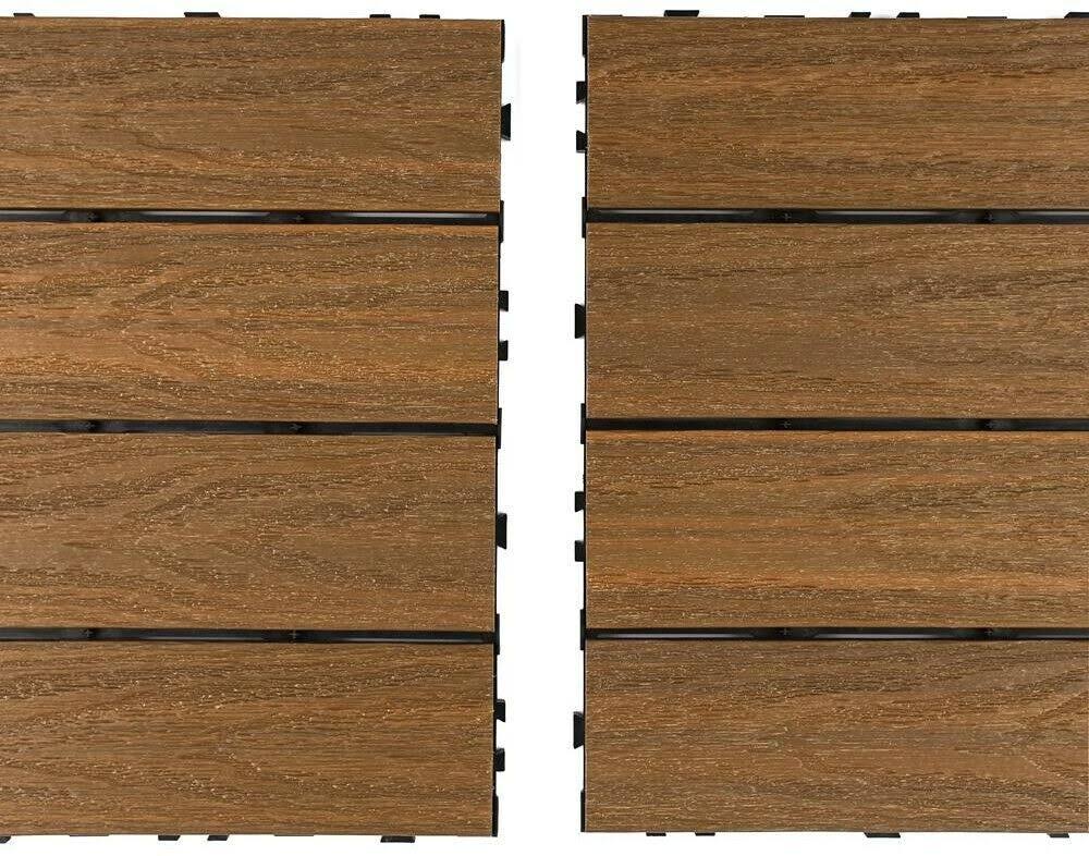 1 ft. x 3 ft. Composite Deck Tile in Peruvian Teak (15 Sq. ft. per Box) Z420929