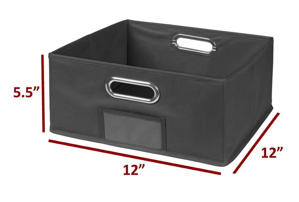 Cherry Grey Square Folding Bookcase with Fabric Bins F8820