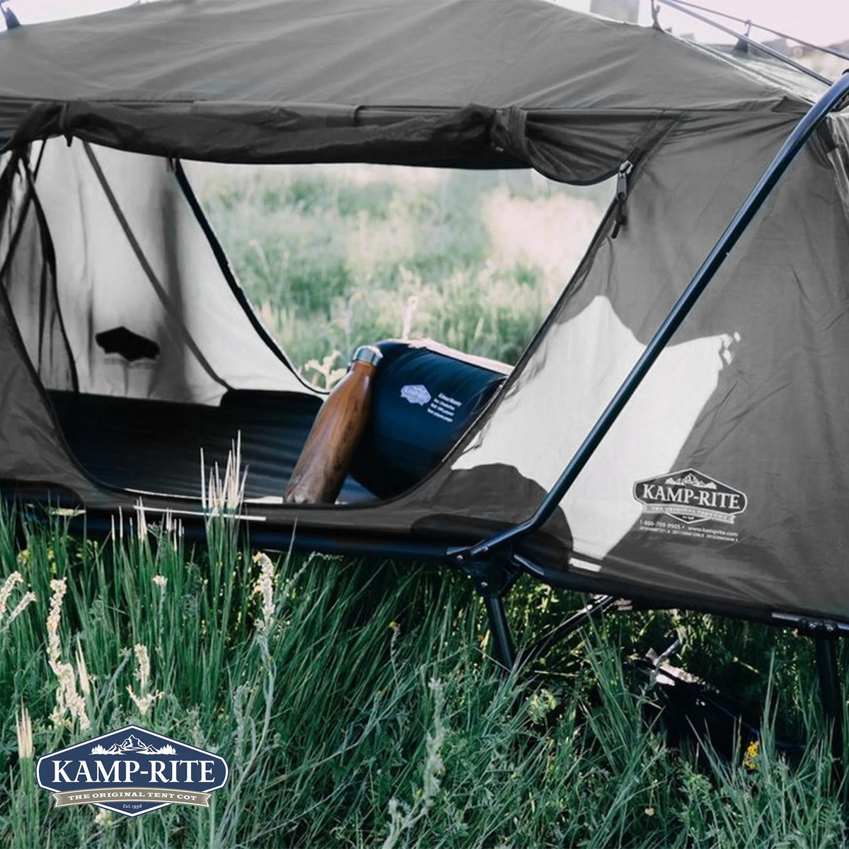 2 Person Elevated Cot, Lounge Chair, & Tent Q823