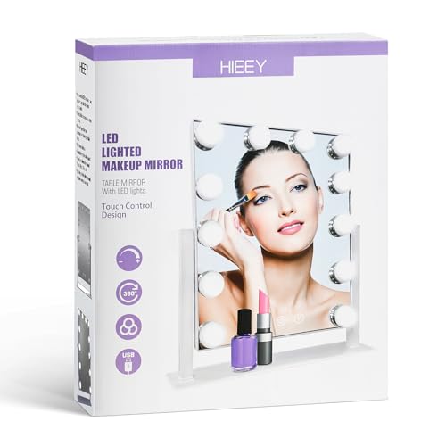 White Hollywood Vanity Mirror with 12 Dimmable Bulbs N969043