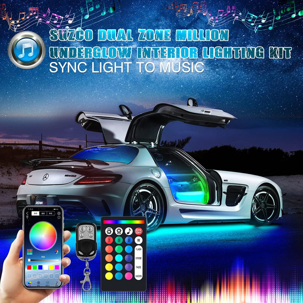 12-pods LED RGB Neon Underglow Rock Lights Kit with 4-Pcs Interior Light Kit, 192LEDs Waterproof 12V E844