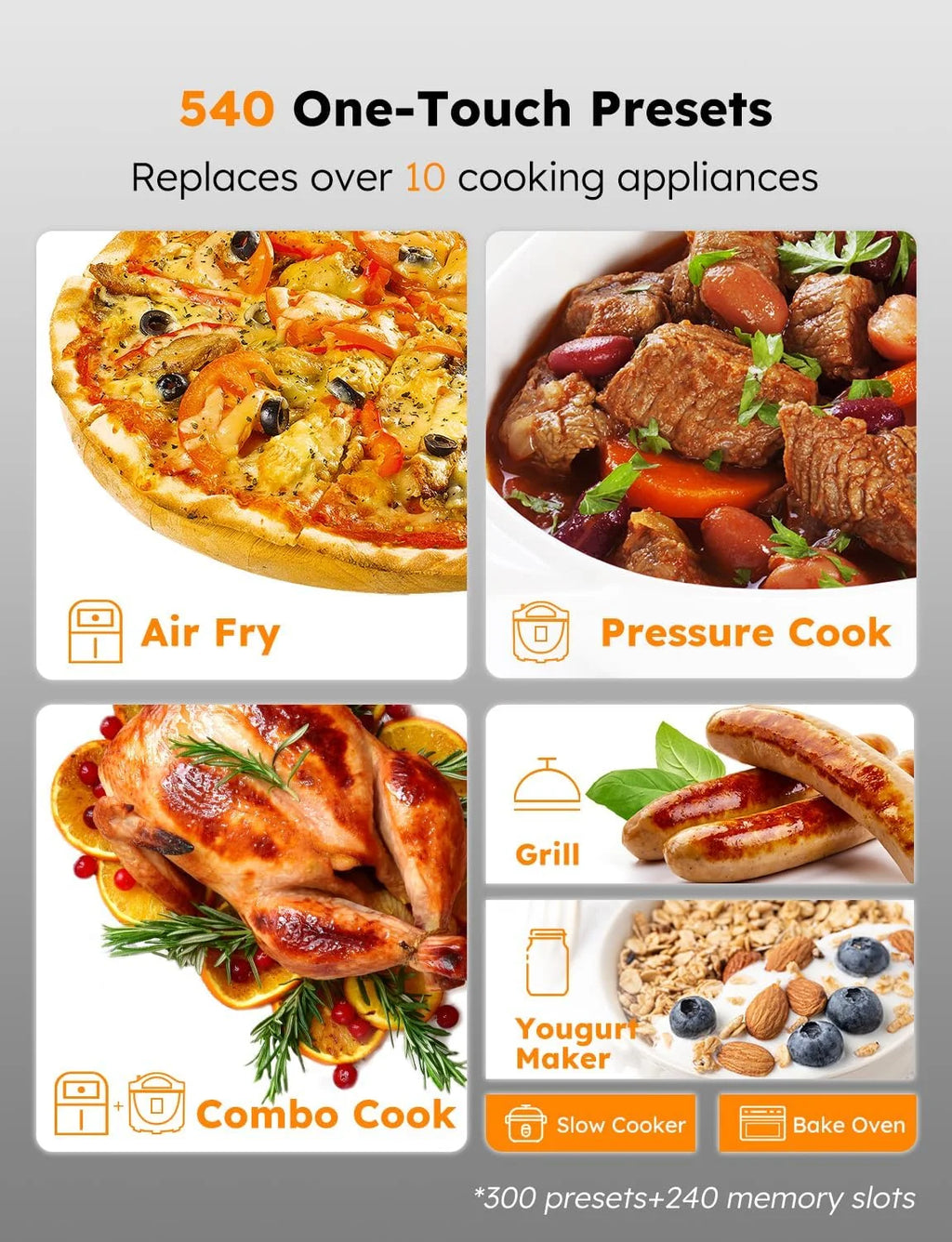 Air Fryer Electric Pressure Cooker and Grill Combo W3840