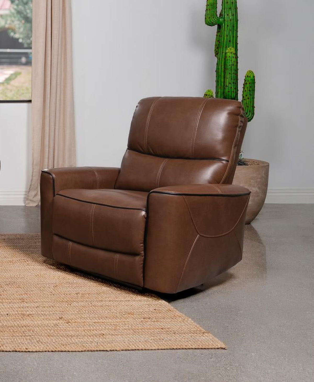Saddle Brown Upholstered Power Recliner Chair K562