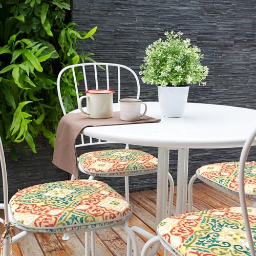 16x17 Inch Flower Blue Set of 4 Chair Cushions J9775