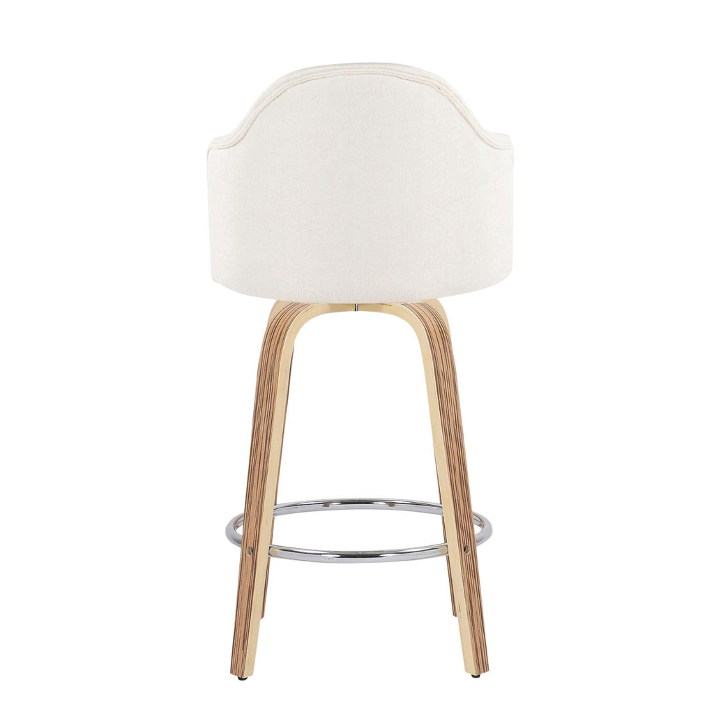 Fabric Counter Stools, Cream/Zebra, Set Of 2 O54461