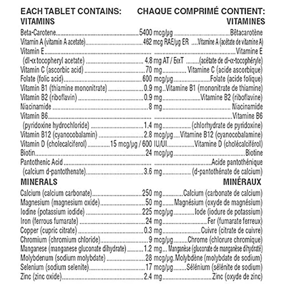 Prenatal Postpartum Vitamin & Mineral Supplement 100 Tablets V7094