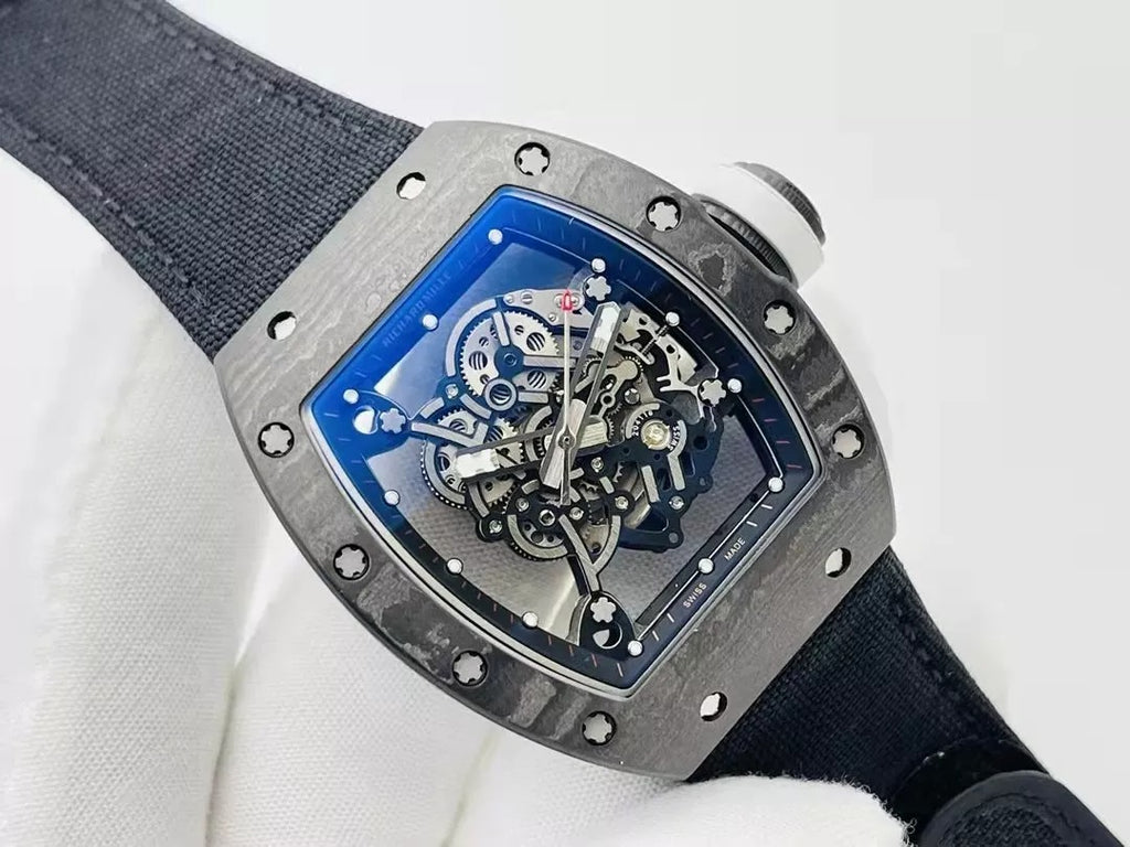 Skeleton Dial Black Bezel Black Canvas Strap L608483