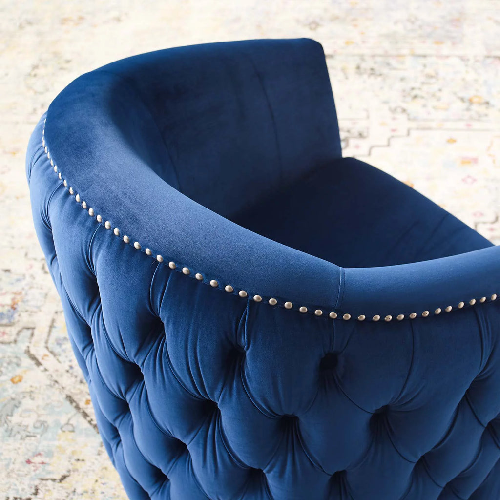 Navy Blue Velvet Accent Armchair Y380221