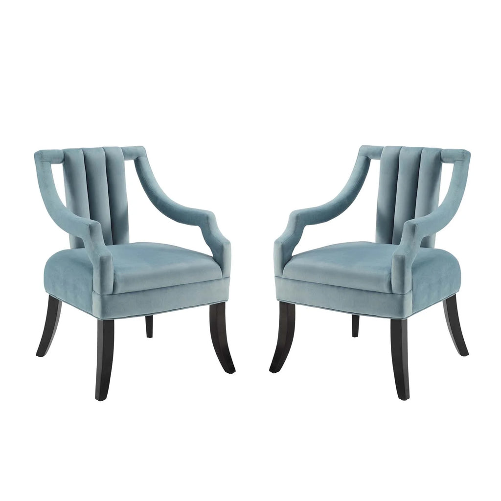 Light Blue Performance Velvet Accent Chair Set of 2 W111