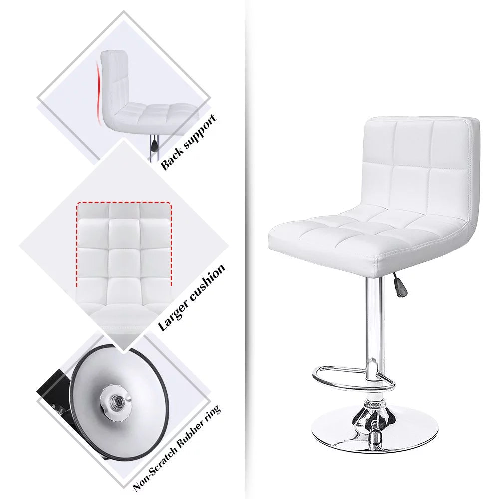 White Swivel Adjustable Height Bar Stool Set of 2 Z960