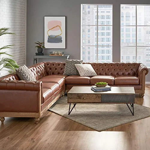 Cognac Brown Natural Sectional U33312