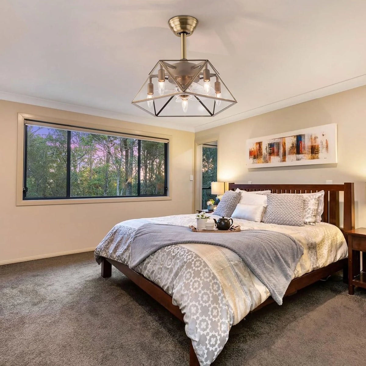 18.5'' Caged Ceiling Fan with Lights Remote Control E155600