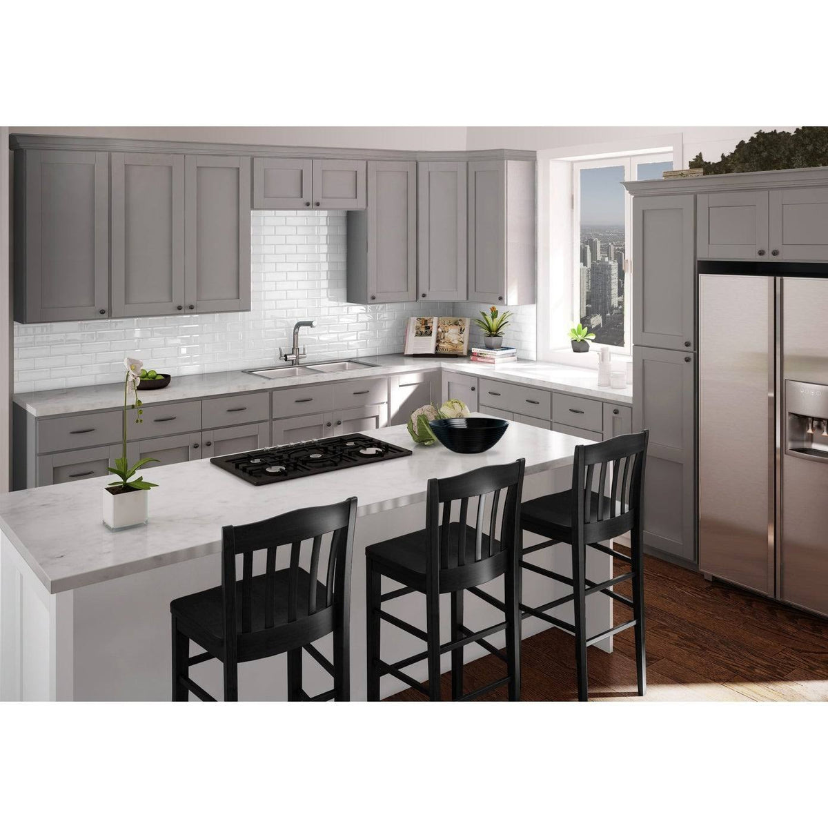 Dove Gray Double Door Farm Sink Base Cabinet S6641