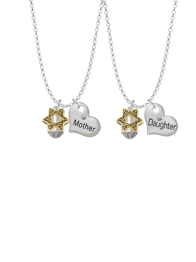 Goldtone Star of David Spinner Heart Necklaces (Set of 2) Q2097