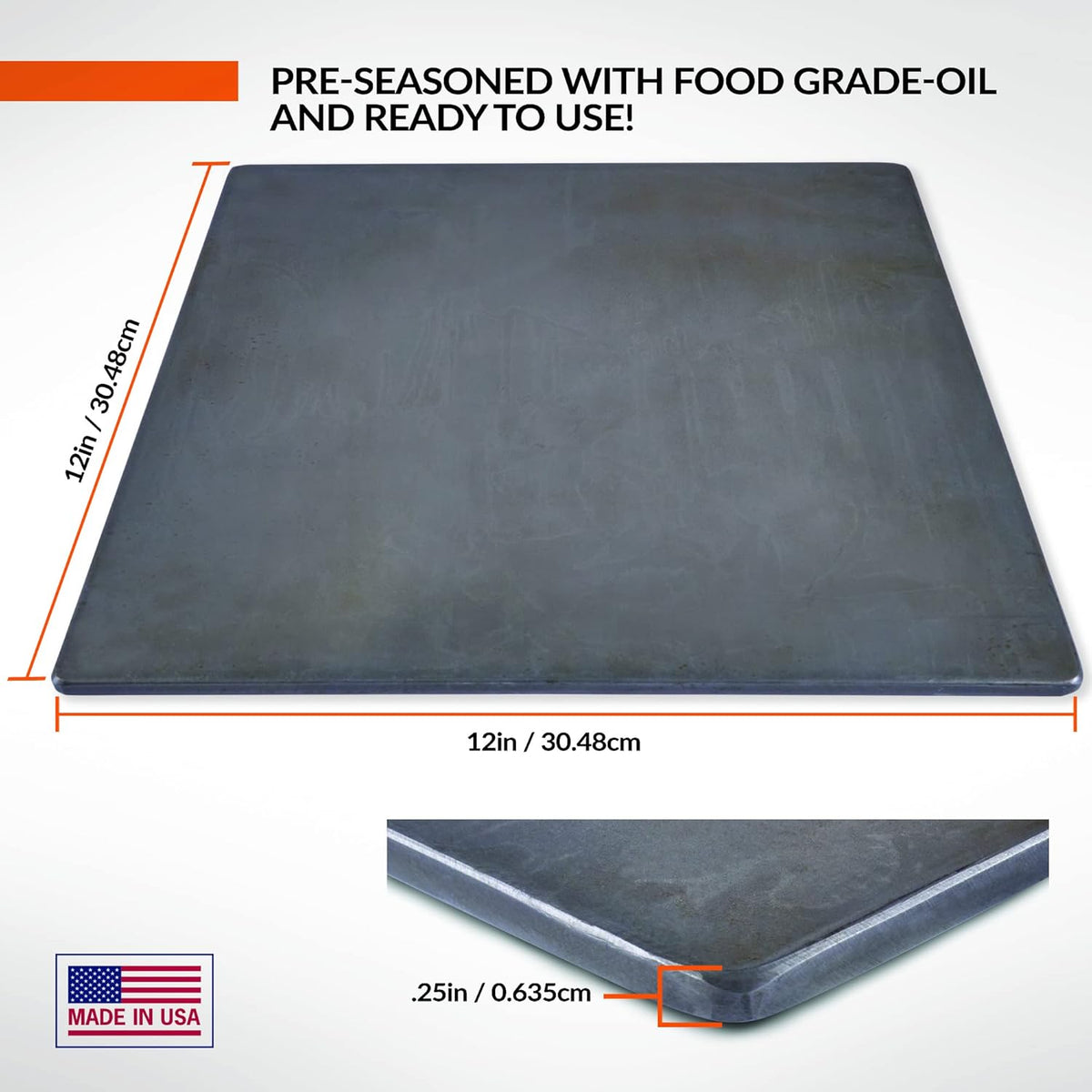 Pre-Seasoned Carbon Steel Baking Pizza Stone & Flat Top Grill Cookware S504
