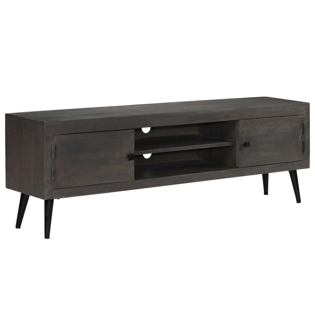Mango Wood TV Stand with 2 Door Cabinet and 2 Storage Shelves Y5848