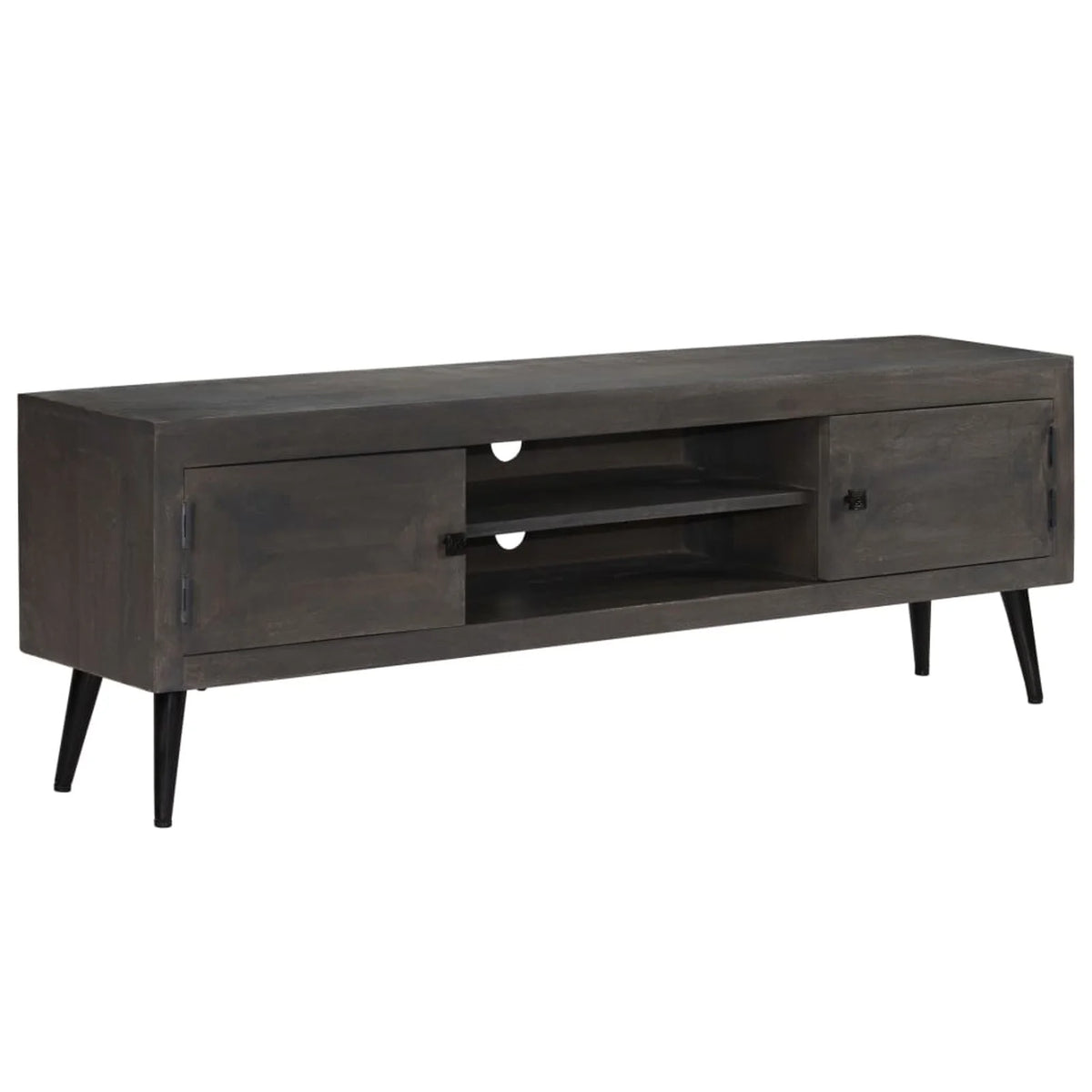 Mango Wood TV Stand with 2 Door Cabinet and 2 Storage Shelves Y5848