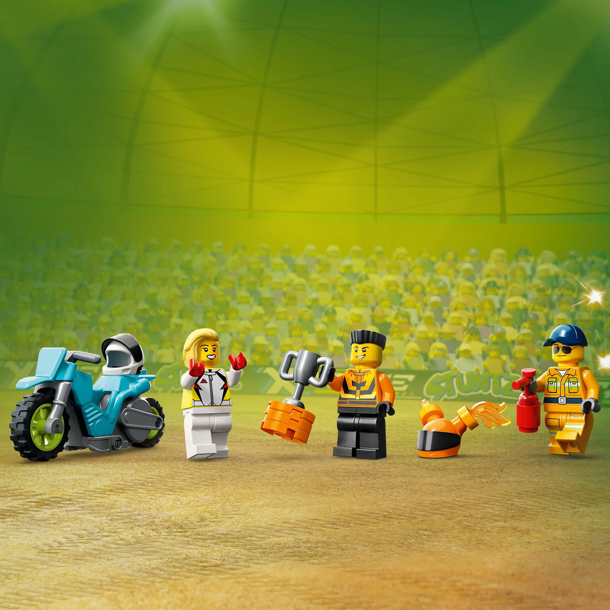 Stunt Truck & Ring of Fire Challenge with Motorcycle Toy and Minifigures W4207