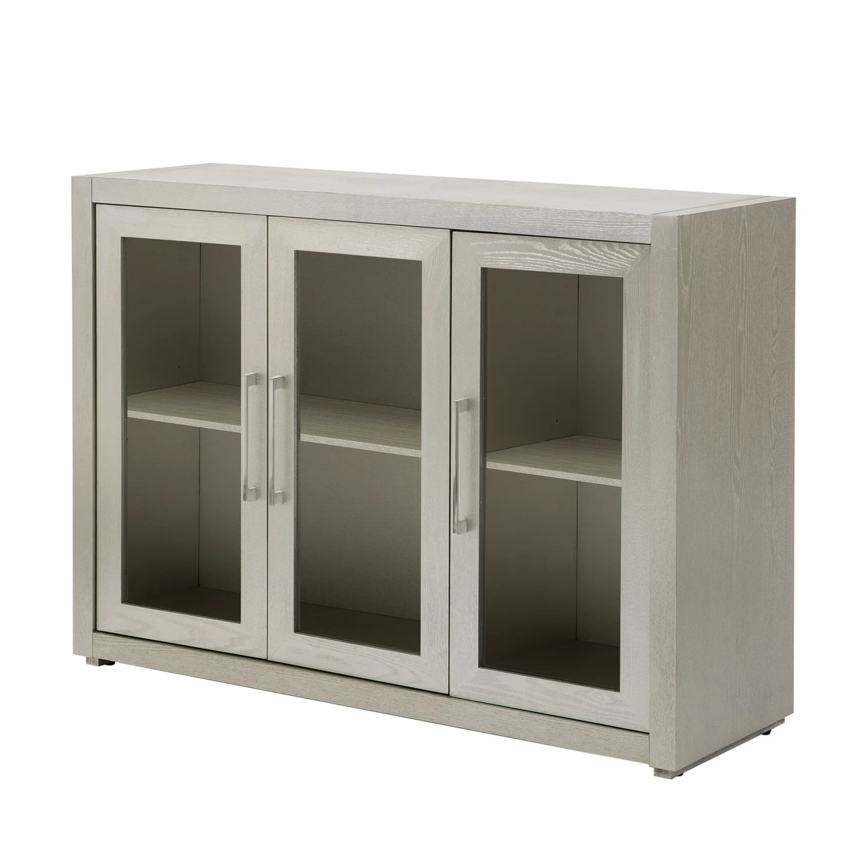Wood Storage Cabinet with Three Tempered Glass Doors and Adjustable Shelf F628