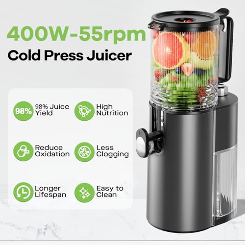 Cold Press Juicer 5.8" Wide Feed Chute 400W Slow Masticating Juicer L529