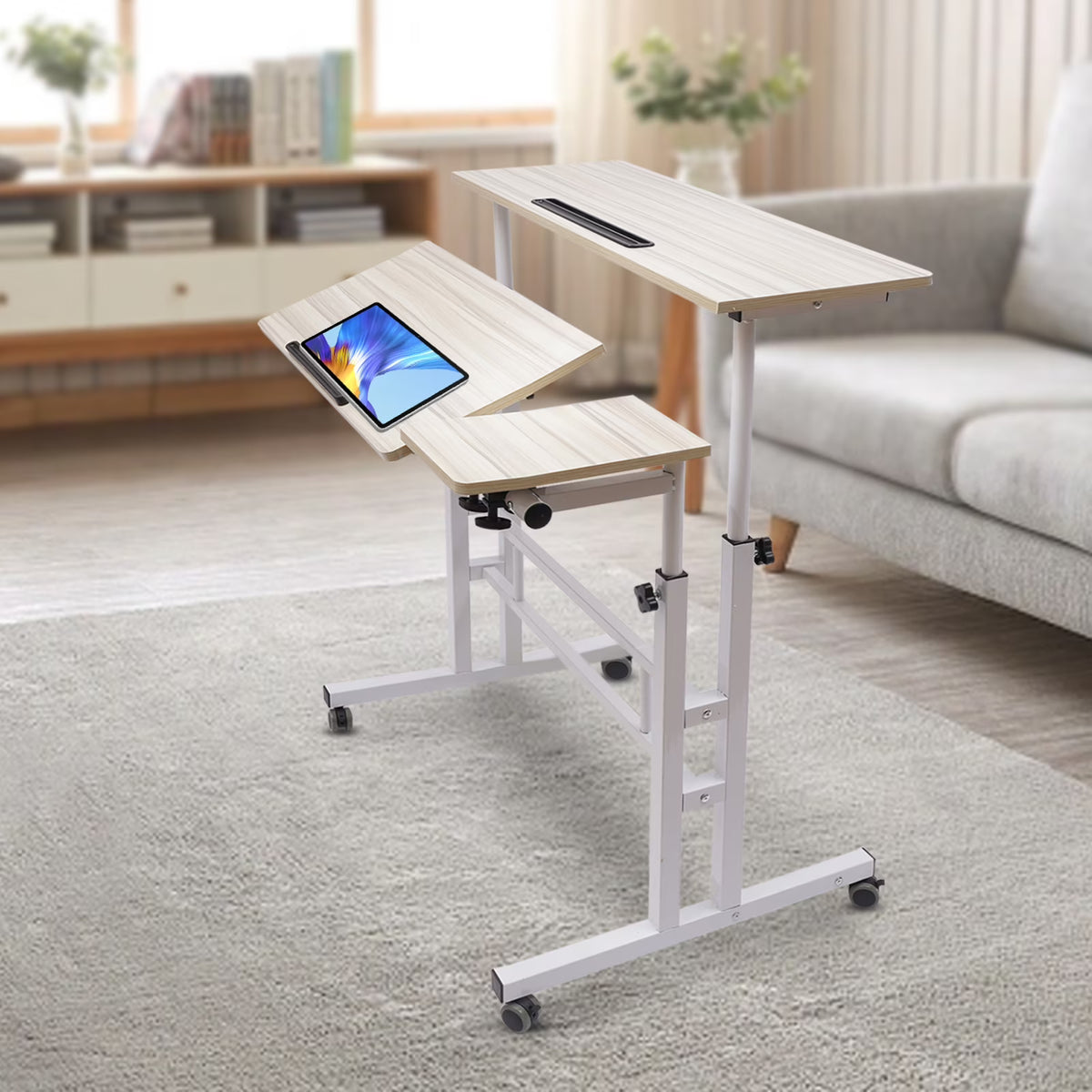 Adjustable Mobile Stand Up Desk with Footrest P125