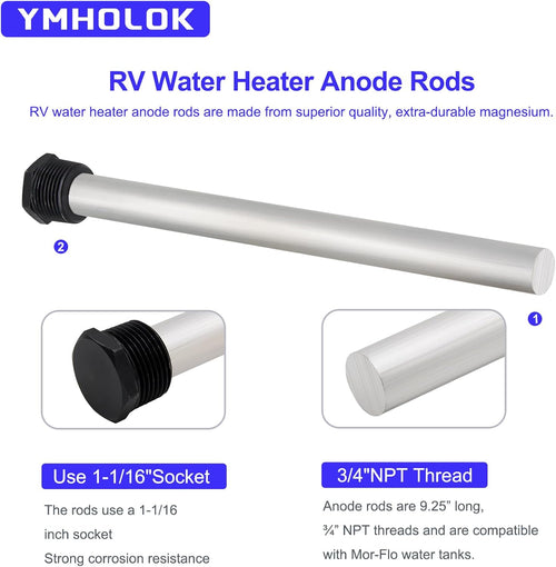 2Pack 9.25" x 3/4" NPT Magnesium Anode Rod Y23942