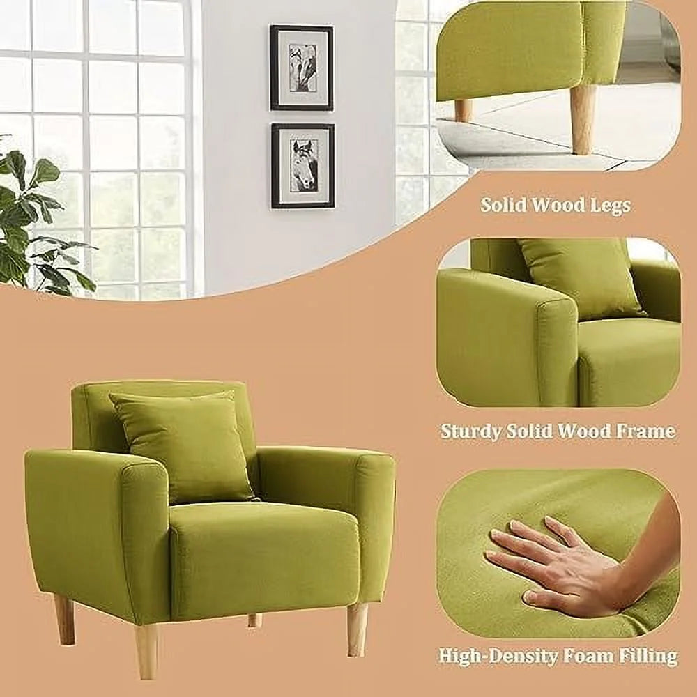 Blue Polyester Accent Chair with Toss Pillow H55849