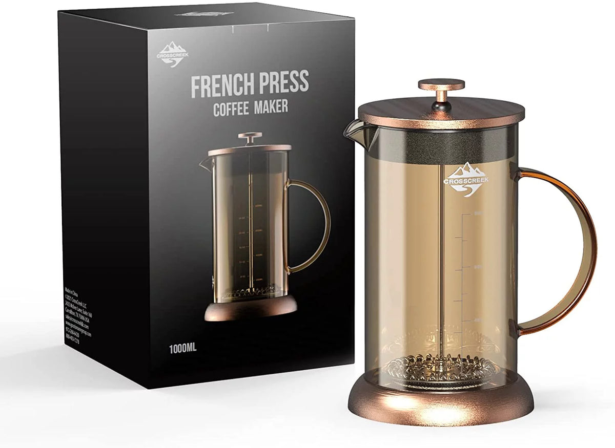 French Press Coffee & Milk Frother 34oz Heat Resistant Borosilicate Glass I7913