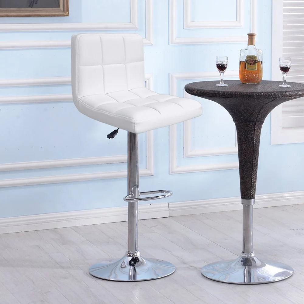 White Swivel Adjustable Height Bar Stool Set of 2 Z960