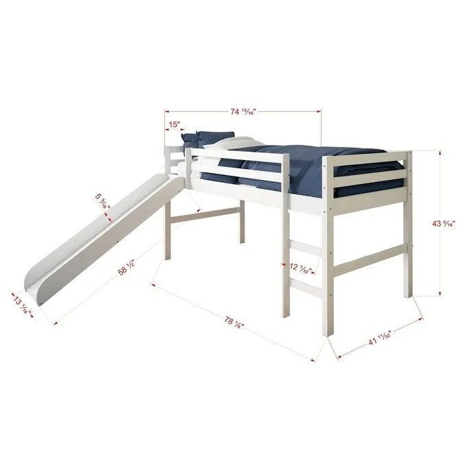 Light Espresso Kids Twin Loft Tent Bed with Slide G5510